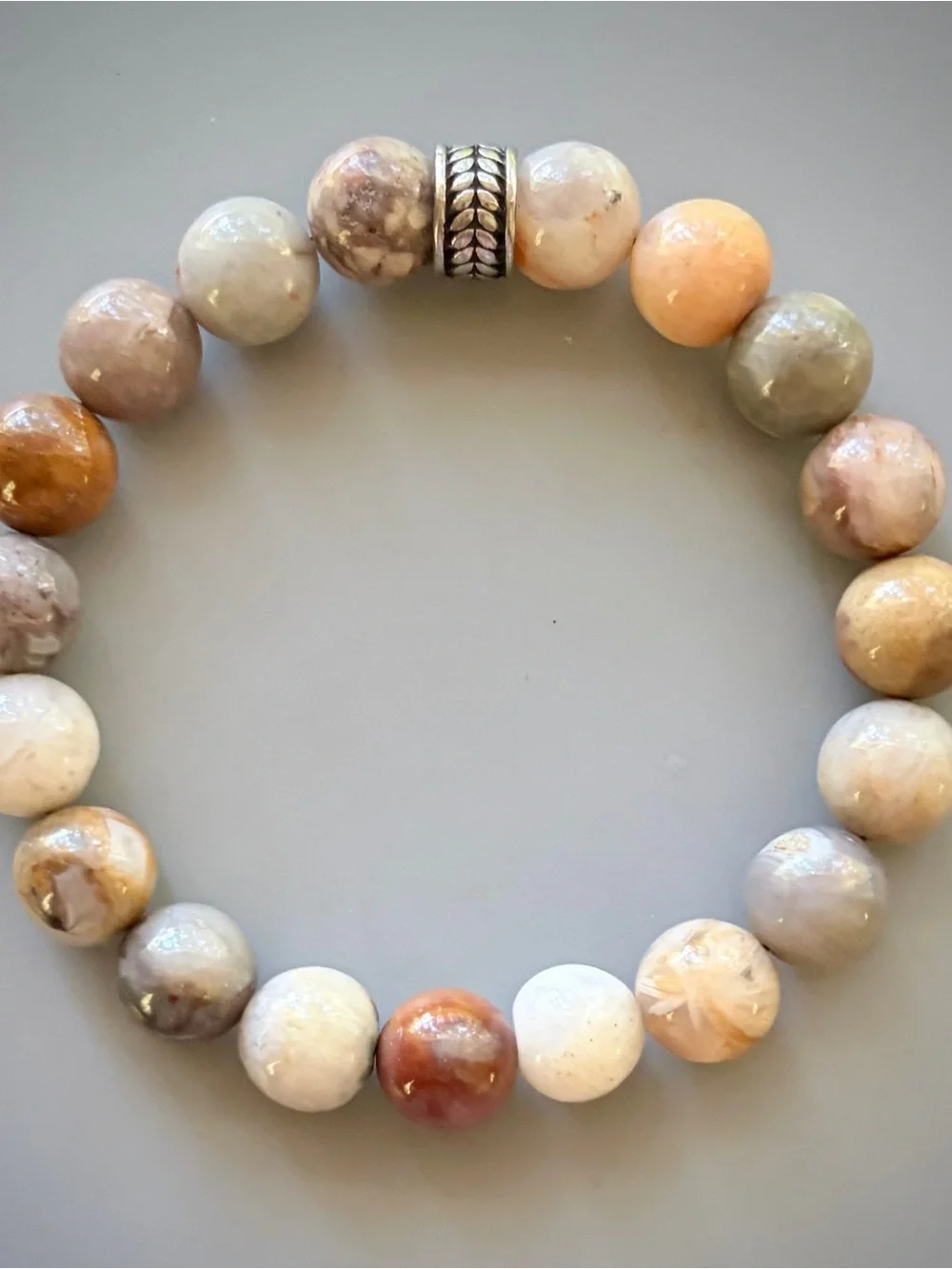 Natural Picture Jasper Handcrafted Bead Bracelet
